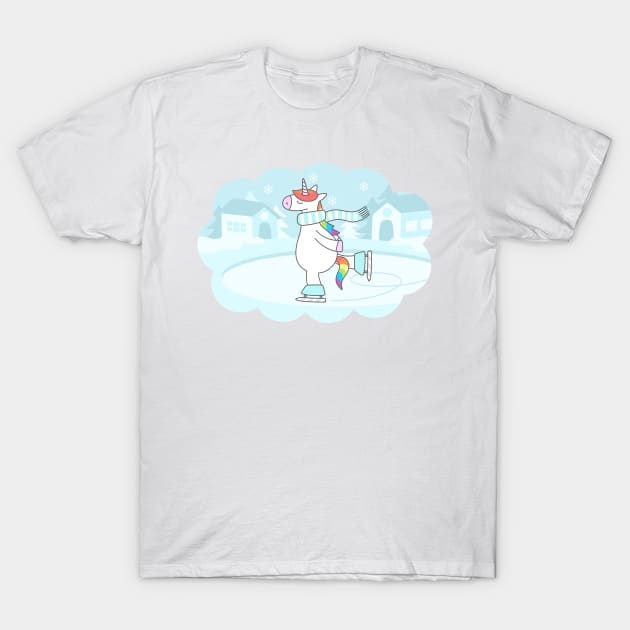 Unicorn Winter T-Shirt by sombrasblancas